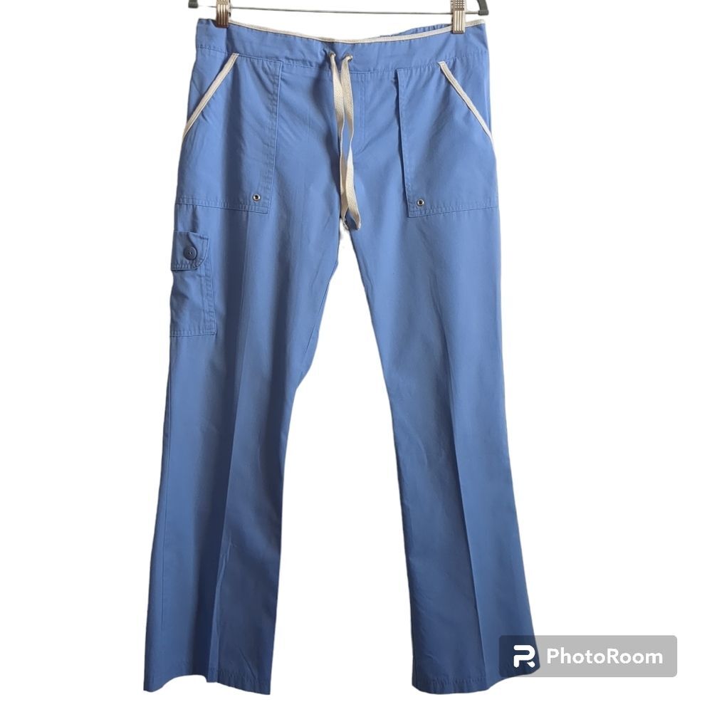 KATHERINE HEIGL Blue Cargo Scrub Pants, Drawstring Elastic Waist, 3 Pockets, MED